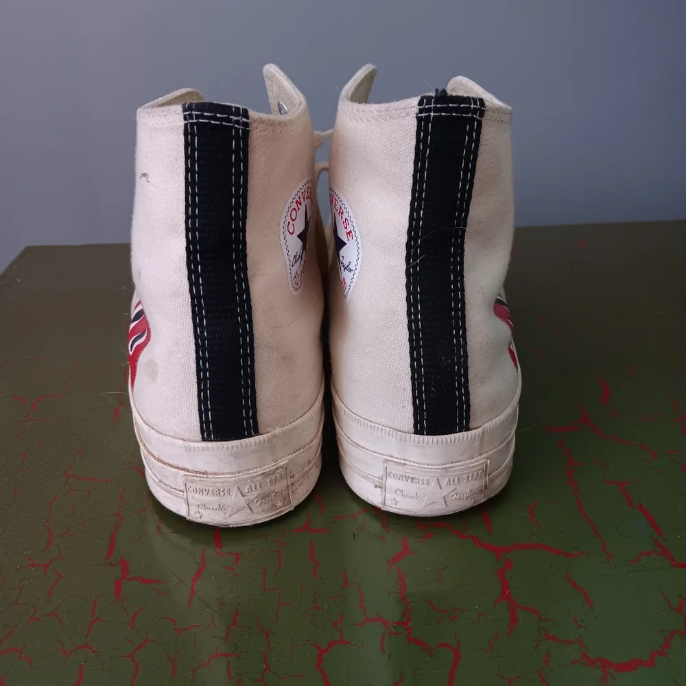 Converse Play Comme Des Garcons High Top White Shoes M9 W11 - Picture 2 of 7